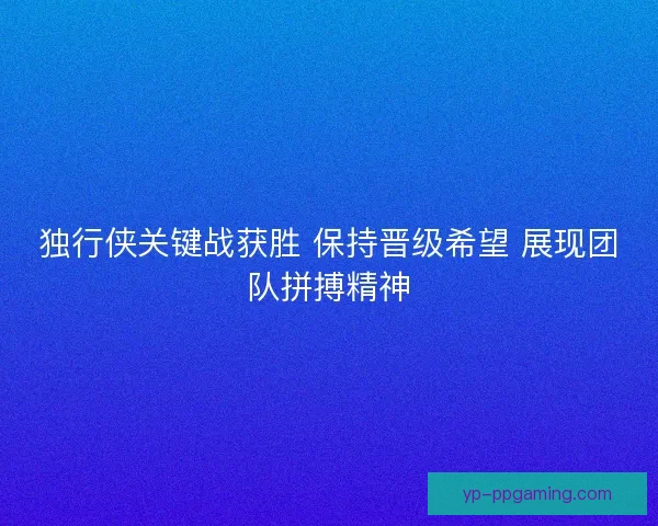 独行侠关键战获胜 保持晋级希望 展现团队拼搏精神 独行侠关键战获胜 保持晋级希望 展现团队拼搏精神